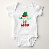 Gepersonaliseerde naam Kerstmis Elf Outfit Green Romper (Voorkant)