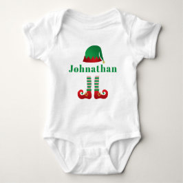Gepersonaliseerde naam Kerstmis Elf Outfit Green Romper
