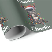 Gepersonaliseerde naam Kerstmis Franse Bulldog Cadeaupapier (Rol Hoek)