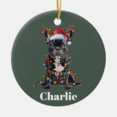 Gepersonaliseerde naam Kerstmis Franse Bulldog Keramisch Ornament (Voorkant)
