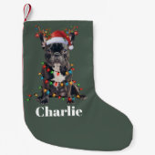 Gepersonaliseerde naam Kerstmis Franse Bulldog Kleine Kerstsok (Voorkant)
