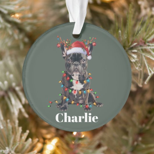 Gepersonaliseerde naam Kerstmis Franse Bulldog Ornament (Boom)