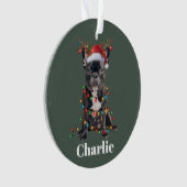 Gepersonaliseerde naam Kerstmis Franse Bulldog Ornament (voorkant)