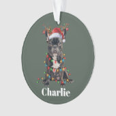 Gepersonaliseerde naam Kerstmis Franse Bulldog Ornament (voorkant)
