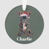 Gepersonaliseerde naam Kerstmis Franse Bulldog Ornament (voorkant)