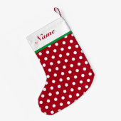 Gepersonaliseerde naam Kerstmis Stocking Polka Dot Kleine Kerstsok (Achterkant (Hangend))