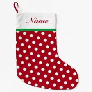 Gepersonaliseerde naam Kerstmis Stocking Polka Dot Kleine Kerstsok