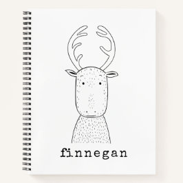 Gepersonaliseerde Naam Kerstrendier Speelse Kunst Notitieboek