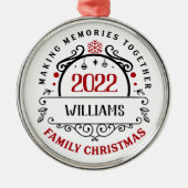 Gepersonaliseerde naam kerstsleutel familie metalen ornament (Voorkant)