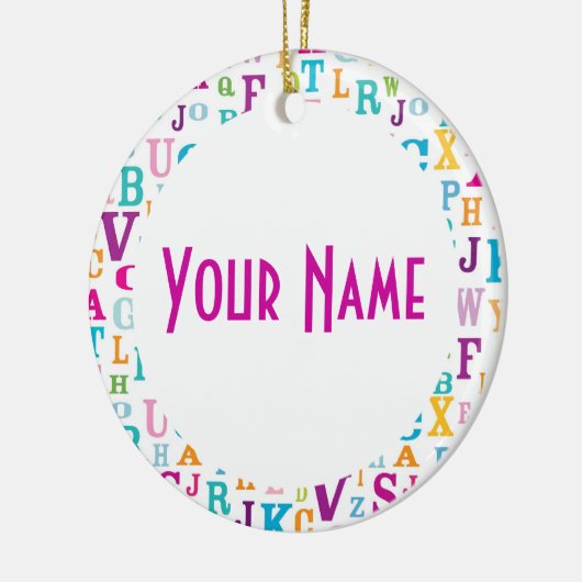 Gepersonaliseerde naam kerstversiering cadeautje keramisch ornament (Links)