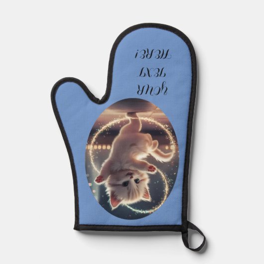 Gepersonaliseerde naam keuken cadeau dansen kitten ovenwant (Voorkant)