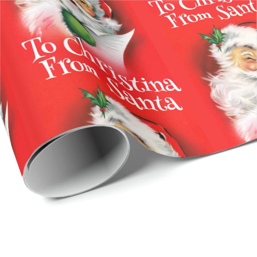 Gepersonaliseerde naam Kinder knipogen Kerstmis Cadeaupapier (Rol Hoek)