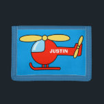 Gepersonaliseerde naam kinder portemonnee met spee<br><div class="desc">Gepersonaliseerde kinder portemonnee met speelgoed helikopter. Leuke verjaardag of kerstcadeau idee voor kleine jongens  met naam of monogram letter van uw kind. Maak er een voor uw zoon,  kleinzoon,  neef etc. Kleurrijk luchtvaart thema ontwerp.</div>
