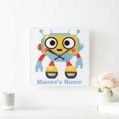 Gepersonaliseerde naam Kind's Wall Clock Schattige Vierkante Klok (Huis)