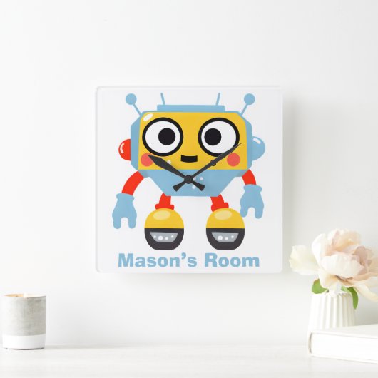 Gepersonaliseerde naam Kind's Wall Clock Schattige Vierkante Klok (Huis)