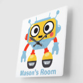 Gepersonaliseerde naam Kind's Wall Clock Schattige Vierkante Klok (Hoek)