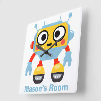 Gepersonaliseerde naam Kind's Wall Clock Schattige Vierkante Klok