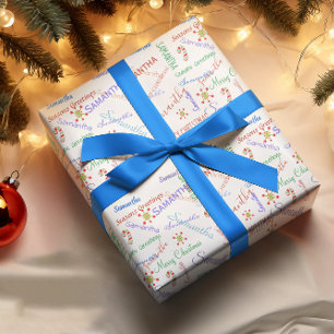 Gepersonaliseerde naam Kleine tekst Vakantie Kerst Cadeaupapier