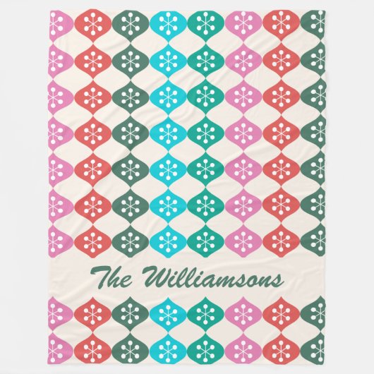 Gepersonaliseerde naam Kleurrijk retro geometrisch Fleece Deken (Voorkant)