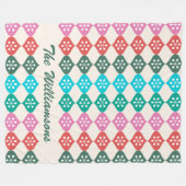Gepersonaliseerde naam Kleurrijk retro geometrisch Fleece Deken (Voorkant (Horizontaal))