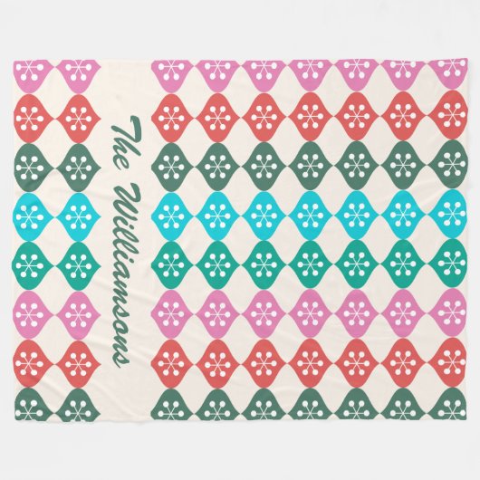 Gepersonaliseerde naam Kleurrijk retro geometrisch Fleece Deken (Voorkant (Horizontaal))