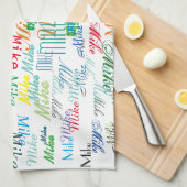 Gepersonaliseerde naam kleurrijk theedoek (Quarter Fold)