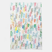 Gepersonaliseerde naam kleurrijk theedoek (Verticaal)