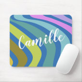 Gepersonaliseerde naam Kleurrijke Retro Geometrisc Muismat (Met muis)