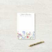 Gepersonaliseerde naam Kleurrijke Wildflower Garde Post-it® Notes (Op bureau)