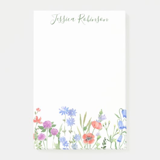 Gepersonaliseerde naam Kleurrijke Wildflower Garde Post-it® Notes (Voorkant)
