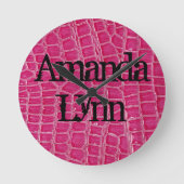 Gepersonaliseerde Naam Klok Hot Pink Crocodile (Voorkant)