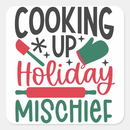 Gepersonaliseerde naam koken omhoog vakantie onhei vierkante sticker (Voorkant)