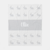 Gepersonaliseerde naam konijn gooi tapijt fleece deken (Voorkant)