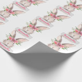 Gepersonaliseerde naam konijntje konijn meisje roz cadeaupapier (Hoek)