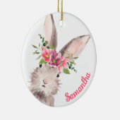 Gepersonaliseerde naam konijntje konijn meisje roz keramisch ornament (Rechts)