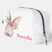 Gepersonaliseerde naam konijntje konijn meisje roz toilettasje (Rechterhoek)