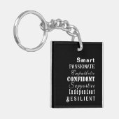 Gepersonaliseerde Naam Kwaliteiten van Grote Vrouw Sleutelhanger (Voorkant Links)