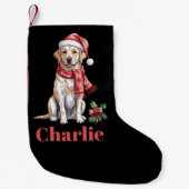 Gepersonaliseerde naam Labrador Retriever Christma Kleine Kerstsok (Voorkant)