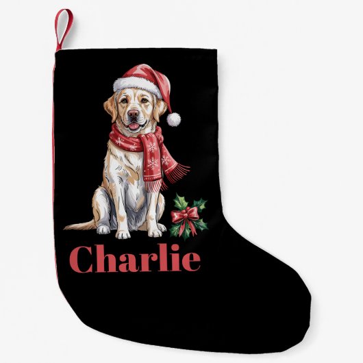 Gepersonaliseerde naam Labrador Retriever Christma Kleine Kerstsok (Voorkant)