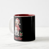 Gepersonaliseerde naam Labrador Retriever Christma Tweekleurige Koffiemok (Voorkant links)