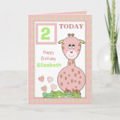 Gepersonaliseerde naam leeftijd kleine meisje verj kaart (Voorkant)