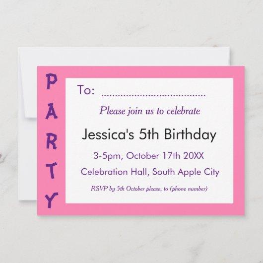 Gepersonaliseerde naam Leeftijd Roze  Verjaardagsf Kaart (Achterkant)