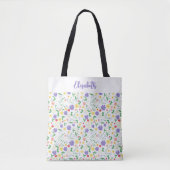 Gepersonaliseerde Naam Lente Canvas tas, Kleurrijk Tote Bag (Voorkant)