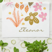 Gepersonaliseerde naam Lente Zomer Bloemen Bloemen Theedoek (Gevouwen)