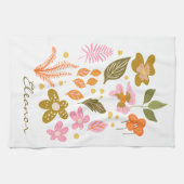 Gepersonaliseerde naam Lente Zomer Bloemen Bloemen Theedoek (Horizontaal)