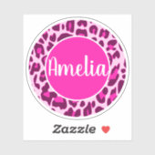 Gepersonaliseerde naam Leopard Animal Print Bright Sticker (Vel)