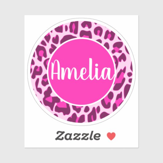 Gepersonaliseerde naam Leopard Animal Print Bright Sticker (Vel)
