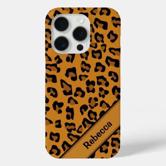 Gepersonaliseerde naam Leopard Print Patroon V2 Case-Mate iPhone Case (Achterkant)