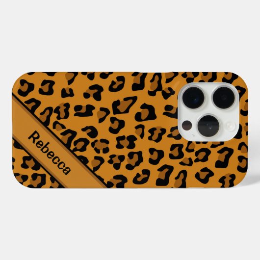 Gepersonaliseerde naam Leopard Print Patroon V2 Case-Mate iPhone Case (Achterkant (horizontaal))