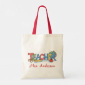 Gepersonaliseerde Naam Leraar Apple Pencil schaar Tote Bag (Achterkant)